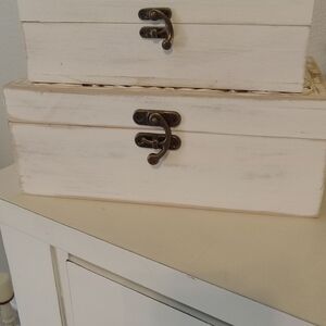 Rustic White Wooden Storage Boxes